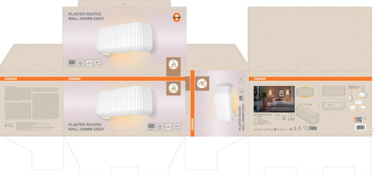 WANDLEUCHTE 33/11/15 cm   - Weiß, Basics, Stein (33/11/15cm) - Osram