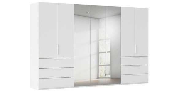 DREHTÜRENSCHRANK 350/223/61 cm,  in Weiß, 7-türig  - Weiß, Basics, Glas/Holzwerkstoff (350/223/61cm) - Novel