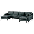 WOHNLANDSCHAFT Grau Chenille  - Schwarz/Grau, KONVENTIONELL, Textil/Metall (160/340/188cm) - Xora