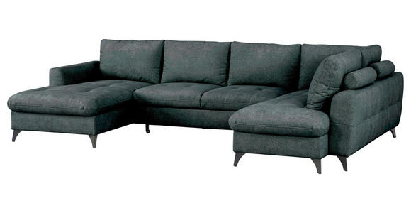 WOHNLANDSCHAFT Grau Chenille  - Schwarz/Grau, KONVENTIONELL, Textil/Metall (160/340/188cm) - Xora