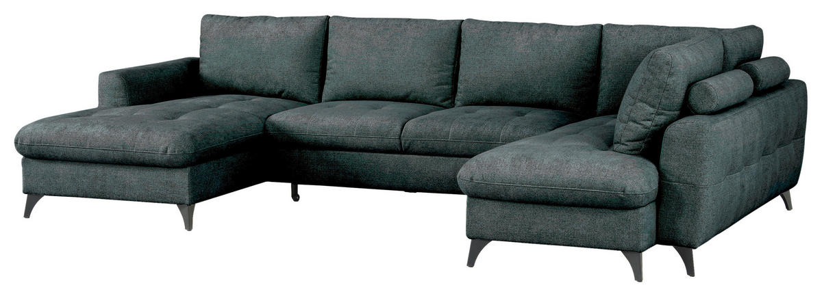 WOHNLANDSCHAFT Grau Chenille  - Schwarz/Grau, KONVENTIONELL, Textil/Metall (160/340/188cm) - Xora