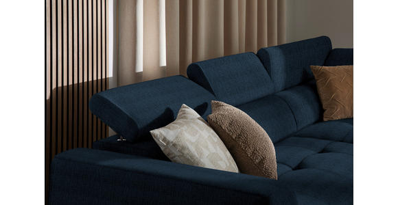 ECKSOFA  in Chenille Dunkelblau  284/205 cm  - Schwarz/Dunkelblau, Design, Kunststoff/Textil (284/205cm) - Xora