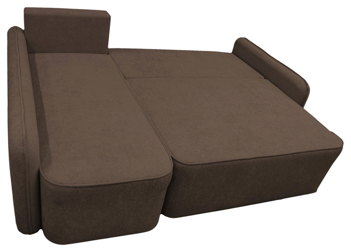 ECKSOFA Braun Struktur, Bouclé  - Schwarz/Braun, Design, Kunststoff/Textil (143/209cm) - MID.YOU