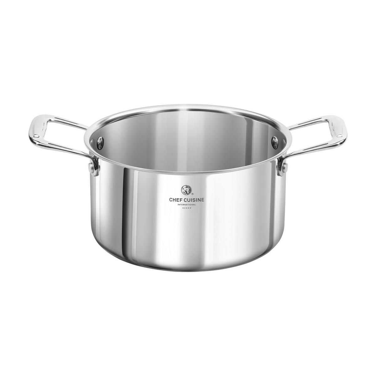 KOCHTOPFSET 3-teilig  - Edelstahlfarben/Schwarz, Basics, Glas/Kunststoff (37/30/23cm) - CHEF CUISINE