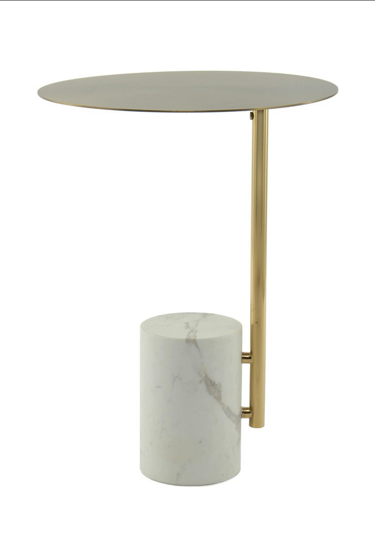 BEISTELLTISCH Weiß, Goldfarben  - Goldfarben/Weiß, Design, Glas/Stein (40 cm/54 cm/40 cmcm) - Kayoom