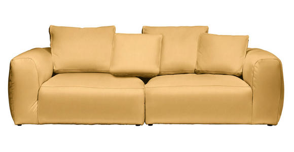 BIGSOFA in Samt Gelb  - Gelb/Schwarz, MODERN, Kunststoff/Textil (260/70/122cm) - Carryhome