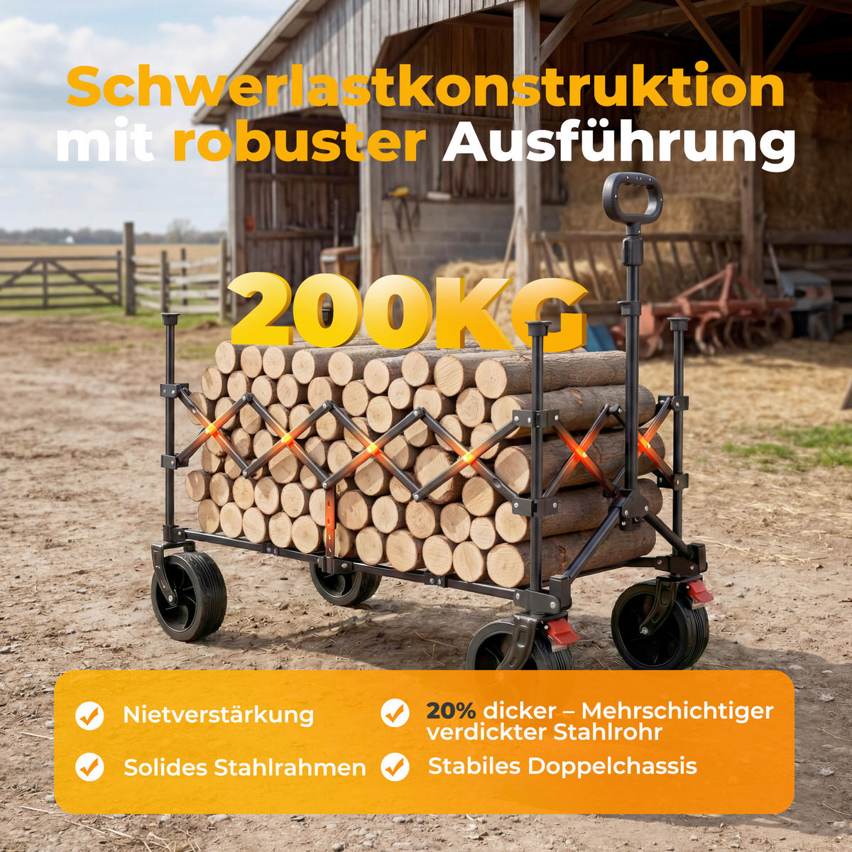 BOLLERWAGEN    - Grau, Basics, Textil/Metall (92/56/106/50cm) - Modante