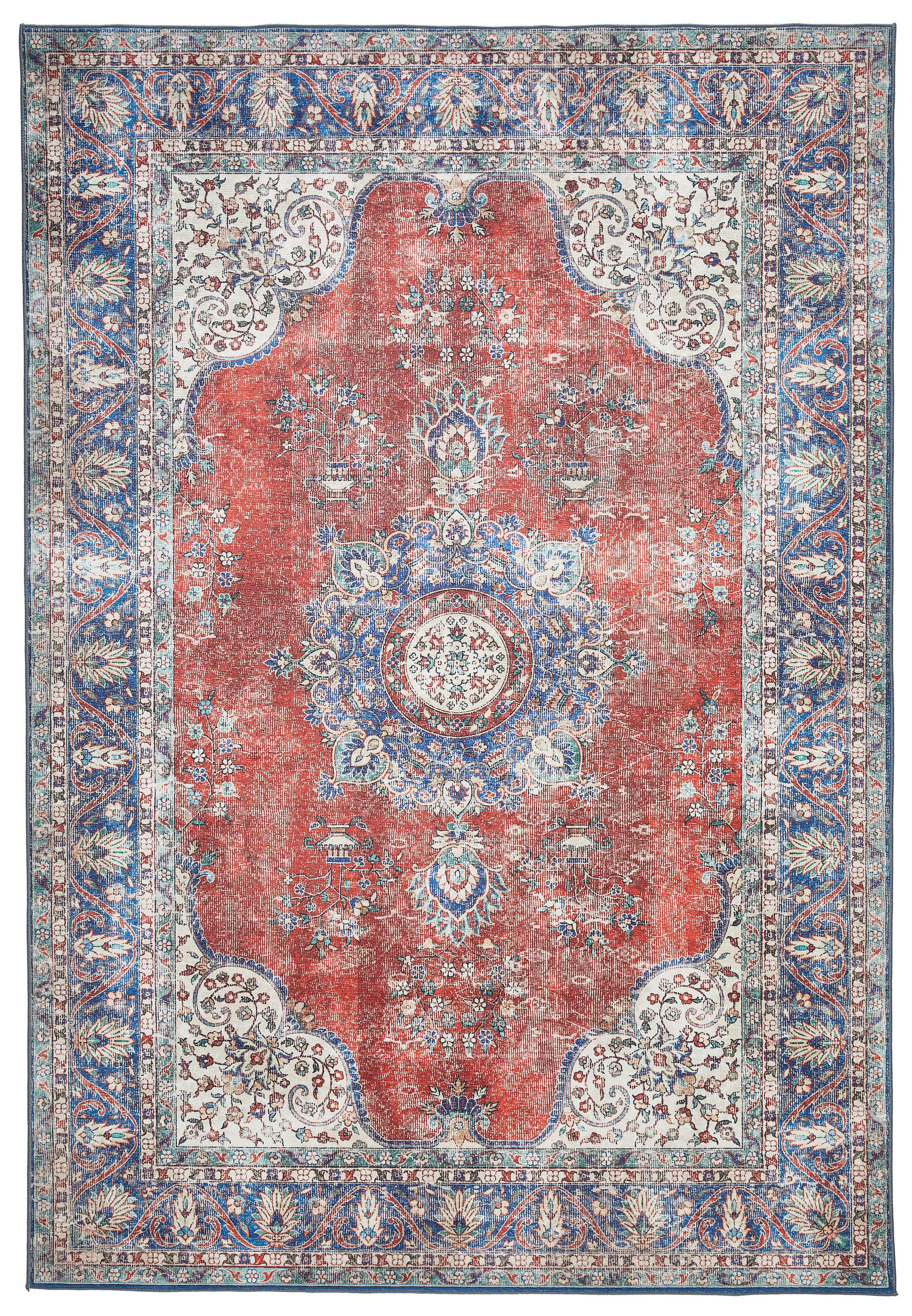 VINTAGE-TEPPICH 130/200 cm Multicolor, Rot  - Rot/Multicolor, Trend, Textil (130/200cm) - Novel