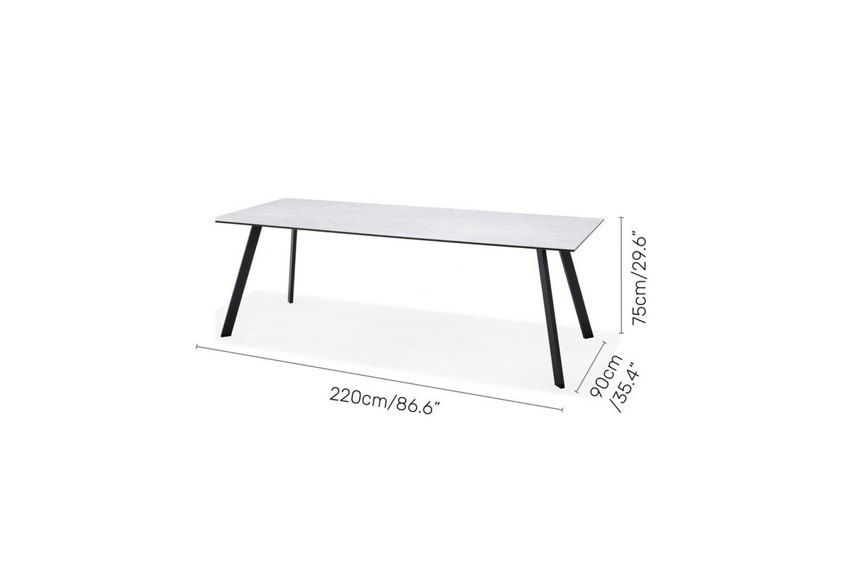 GARTENTISCH 220/90/75,2 cm Metall rechteckig  - Dunkelgrau, MODERN, Kunststoff/Metall (220/90/75,2cm) - Amatio