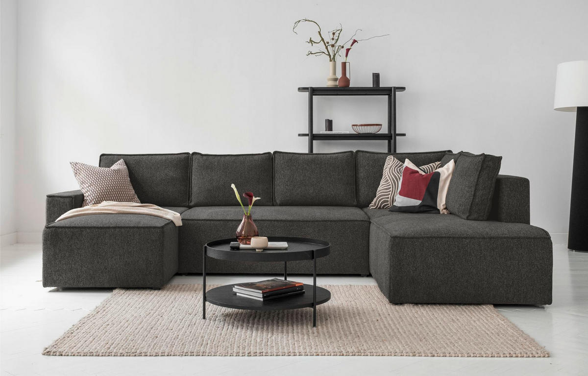 SJEDEĆA GARNITURA tekstil  tamno siva   - bijela/siva, Design, tekstil/plastika (156/322/194cm) - MID.YOU
