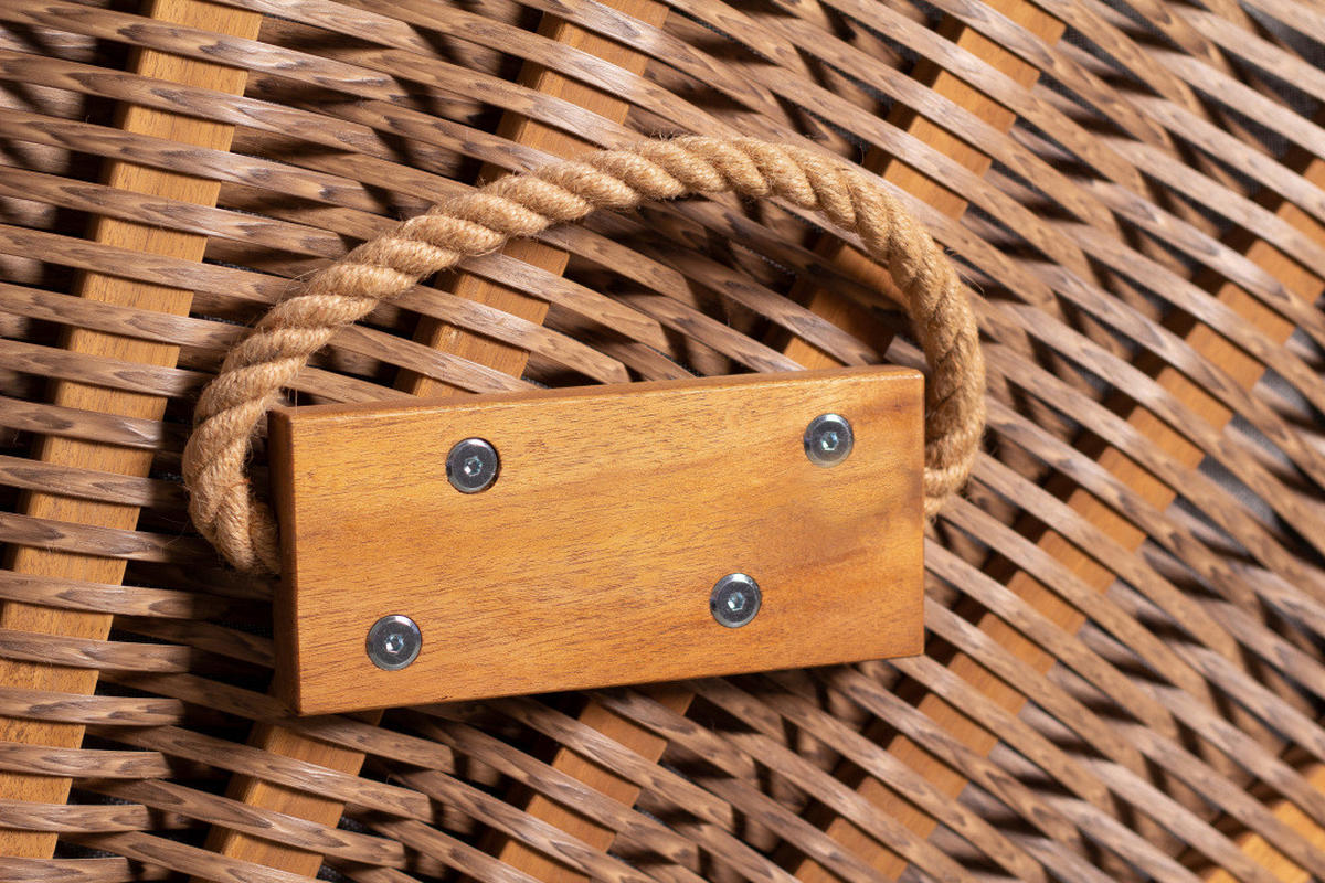 STRANDKORB - Beige/Grau, Basics, Holz/Textil (120/155/80cm)