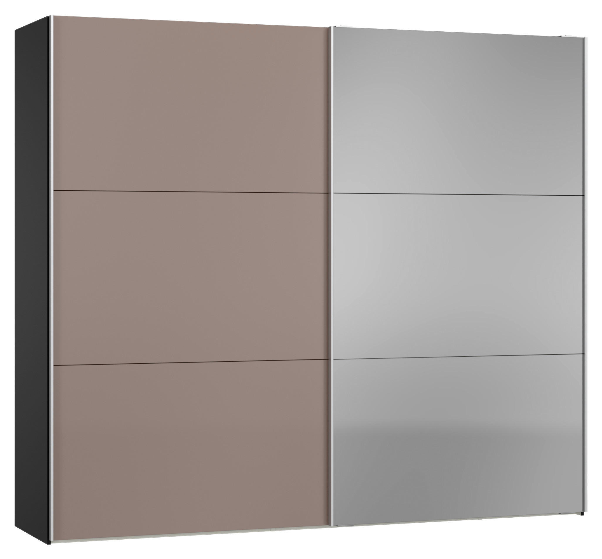 SCHWEBETÜRENSCHRANK 253/220/65 cm 2-türig Braun, Schwarz  - Silberfarben/Schwarz, Design, Glas/Holzwerkstoff (253/220/65cm) - Jutzler