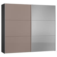 SCHWEBETÜRENSCHRANK 253/220/65 cm 2-türig Braun, Schwarz  - Silberfarben/Schwarz, Design, Glas/Holzwerkstoff (253/220/65cm) - Jutzler