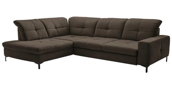ECKSOFA in Chenille Dunkelbraun 240/308 cm - Dunkelbraun/Schwarz, Design, Textil/Metall (240/308cm) - Xora