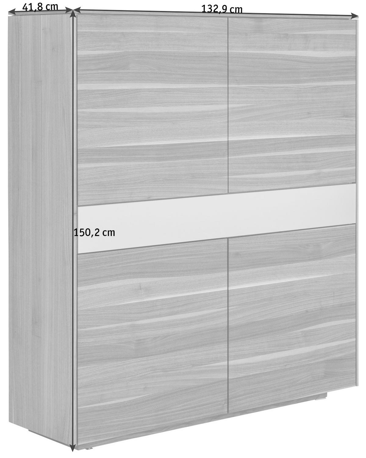 HIGHBOARD  in 132,9/150,2/41,8 cm  - Nussbaumfarben/Bronzefarben, Design, Glas/Holz (132,9/150,2/41,8cm) - Team 7