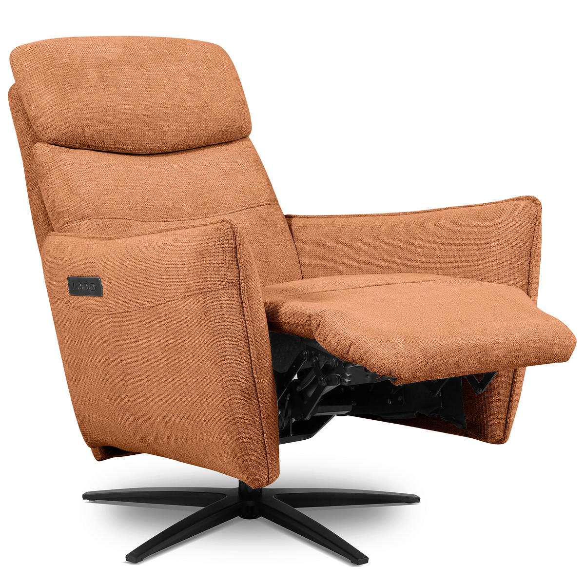 RELAXSESSEL in Textil Orange  - Schwarz/Orange, Design, Textil/Metall (77/107/88cm) - Livetastic