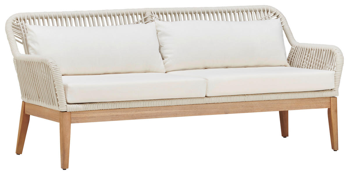 LOUNGEGARNITUR Akazie vollmassiv Aluminium  - Creme/Weiß, MODERN, Holz/Metall (85/55/45cm) - Ambia Garden