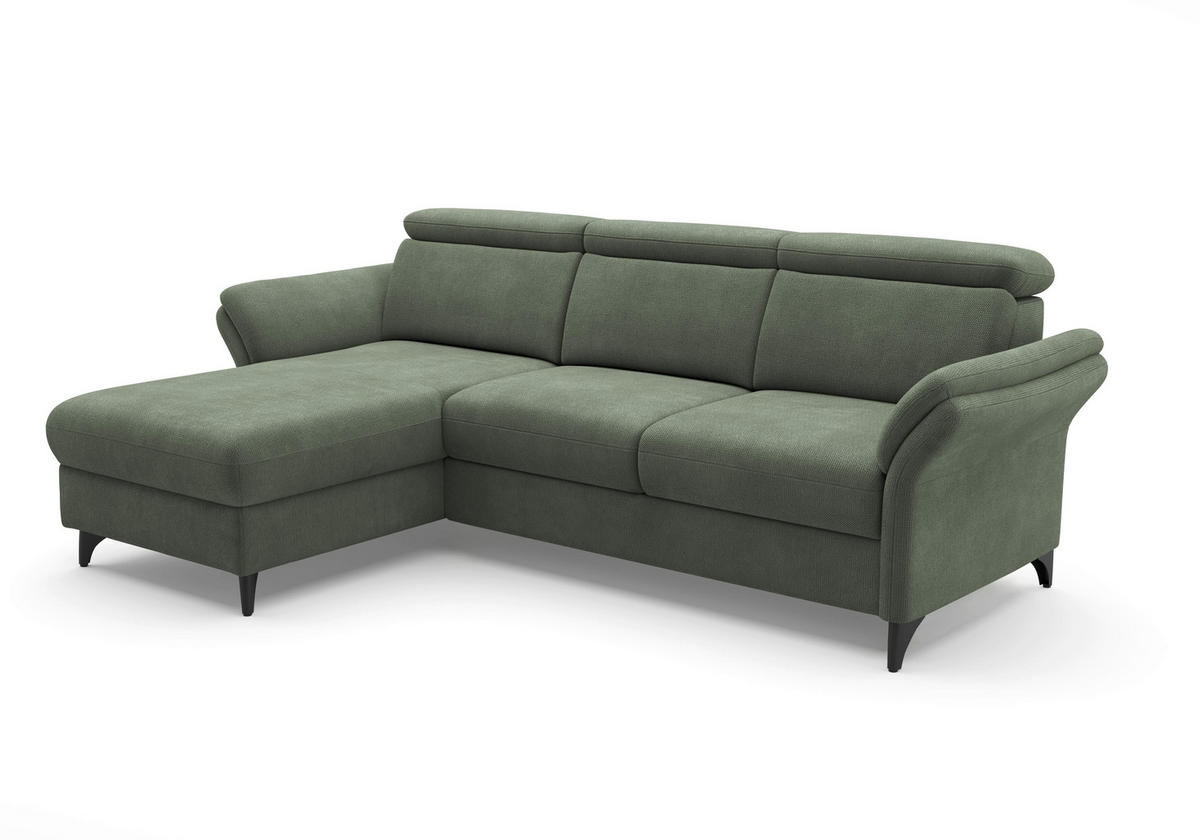 ECKSOFA GLENDALE E Dunkelgrün Flachgewebe  - Dunkelgrün/Schwarz, KONVENTIONELL, Textil/Metall (166/253cm) - Sit & More