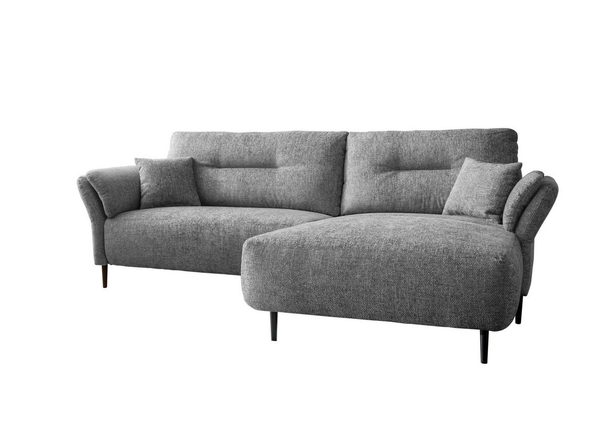 ECKSOFA in Struktur Grau  - Schwarz/Grau, Modern, Holz/Textil (269/172cm) - MID.YOU