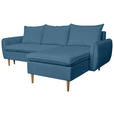 ECKSOFA Blau Chenille - Blau/Buchefarben, KONVENTIONELL, Holz/Textil (244/163cm) - Carryhome