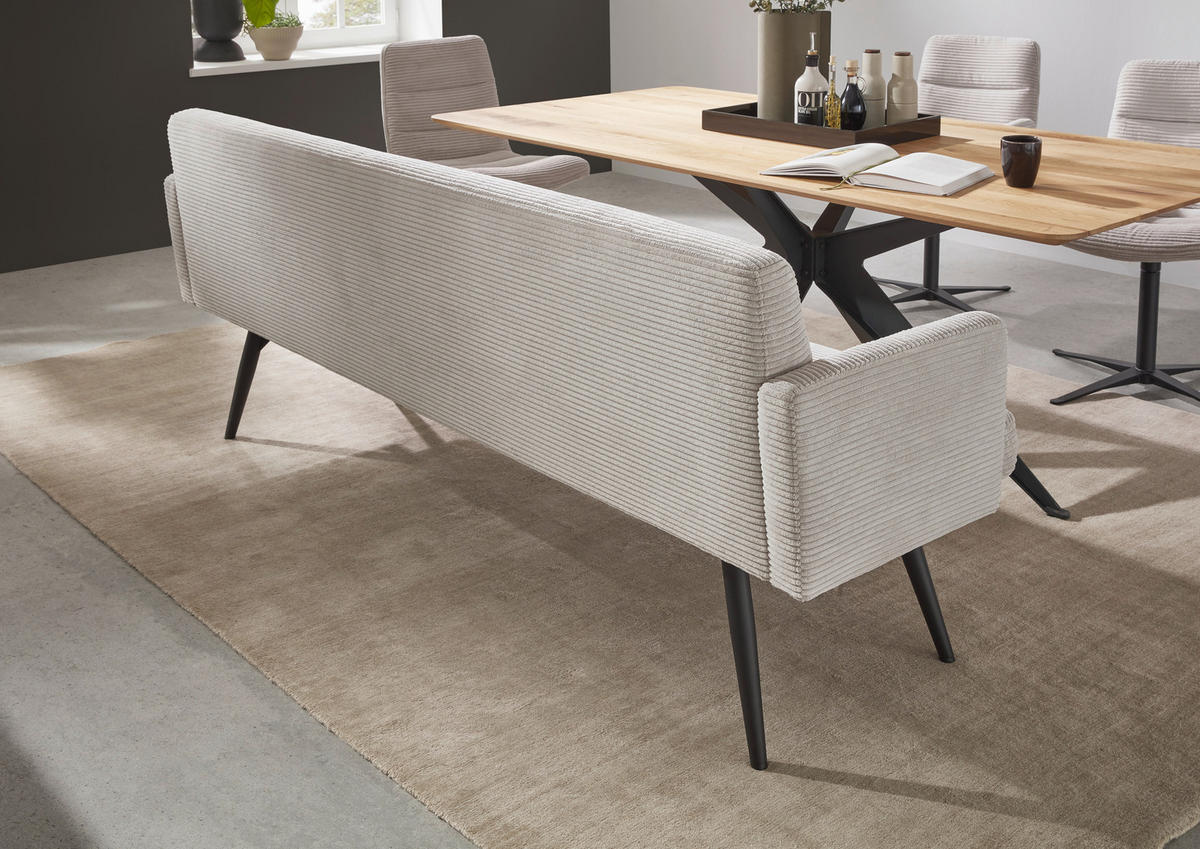 SITZBANK in Textil Hellgrau  - Hellgrau/Schwarz, Design, Textil/Metall (216/86/68cm) - Dieter Knoll
