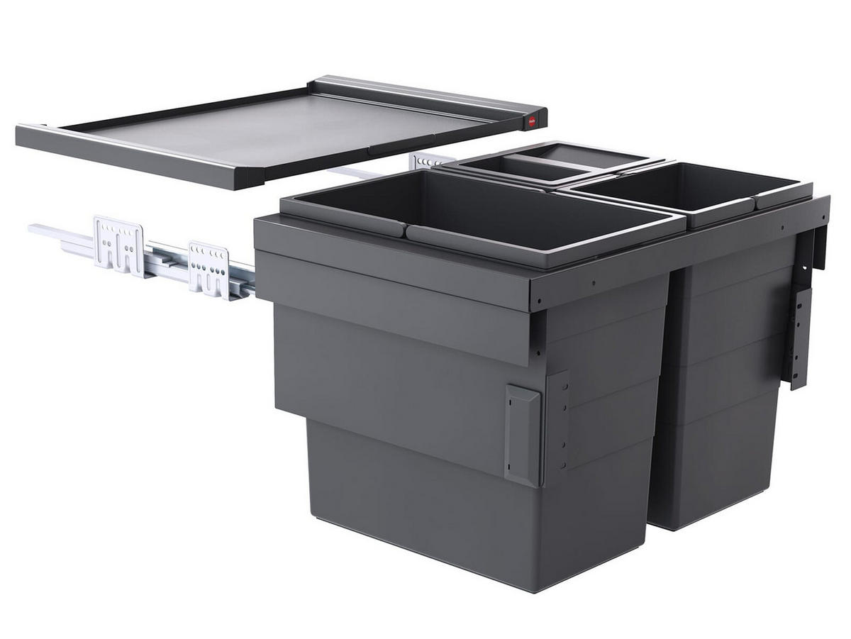 EINBAUABFALLSAMMLER 54 l  Kunststoff  - Grau, Basics, Kunststoff (56,2-56,8/42,4/40cm) - HKT