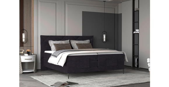 BOXSPRINGBETT 180/200 cm  in Anthrazit  - Anthrazit/Schwarz, KONVENTIONELL, Textil/Metall (180/200cm) - Esposa