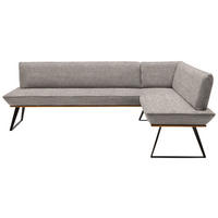 ECKBANK 243/163 cm  in Eichefarben, Schwarz, Beige  - Eichefarben/Beige, Design, Holz/Textil (243/163cm) - Voleo