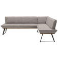 ECKBANK 243/183 cm Webstoff Eichefarben, Hellbraun, Schwarz Eiche massiv   - Hellbraun/Eichefarben, Design, Holz/Textil (243/183cm) - Voleo