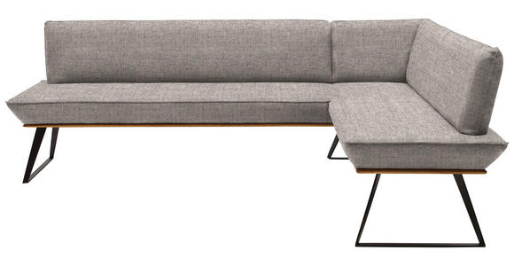 ECKBANK 243/183 cm Webstoff Eichefarben, Hellbraun, Schwarz Eiche massiv   - Hellbraun/Eichefarben, Design, Holz/Textil (243/183cm) - Voleo