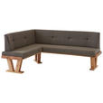 ECKBANK 205/155 cm Jacquard, Flachgewebe Braun Balkeneiche massiv   - Eichefarben/Braun, Natur, Holz/Textil (205/155cm) - Moderano