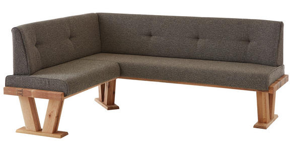 ECKBANK 205/155 cm Jacquard, Flachgewebe Braun Balkeneiche massiv - Eichefarben/Braun, Natur, Holz/Textil (205/155cm) - Moderano