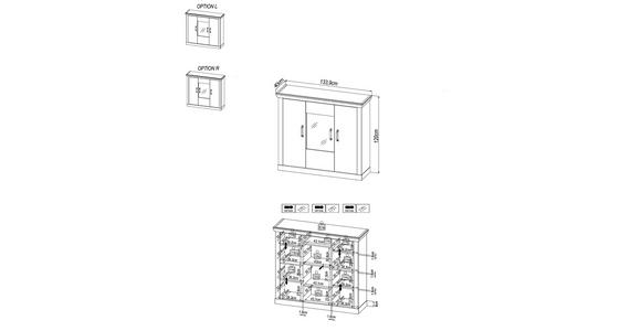HIGHBOARD in 133,9/120/40 cm - Eichefarben/Anthrazit, KONVENTIONELL, Glas/Holzwerkstoff (133,9/120/40cm) - Carryhome