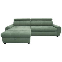 ECKSOFA in Webstoff Grün  - Weiss/Schwarz, Design, Kunststoff/Textil (276/173cm) - Stylife