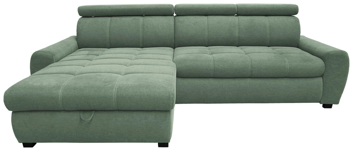 ECKSOFA in Webstoff Grün  - Weiss/Schwarz, Design, Kunststoff/Textil (276/173cm) - Stylife