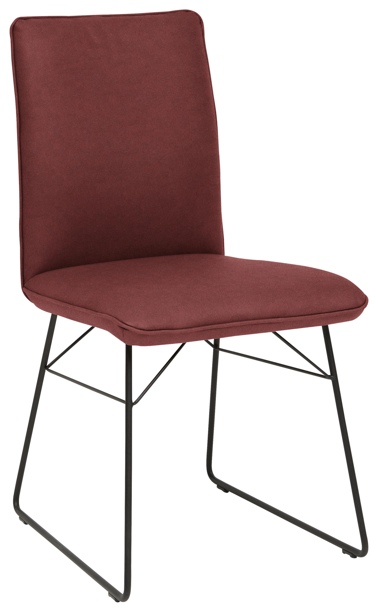 STUHL  in Stahl Mikrofaser Metall, Textil  - Bordeaux/Schwarz, Design, Textil/Metall (46/91/60cm) - Dieter Knoll