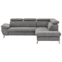 ECKSOFA in Mikrofaser Grau  - Chromfarben/Grau, Konventionell, Textil/Metall (256/209cm) - Livetastic