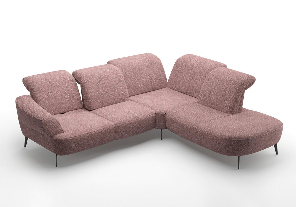 ECKSOFA in Chenille Aubergine  302/270 cm  - Aubergine/Schwarz, MODERN, Textil/Metall (302/270cm) - Sit & More