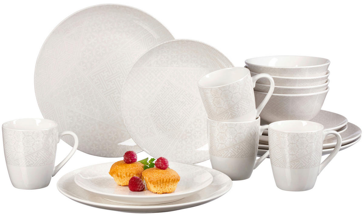 KOMBISERVICE 16-teilig Kyoto  - Weiß, Basics, Keramik (29/26/30cm) - Ritzenhoff Breker