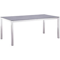 VRTNA MIZA kovina, steklo siva, barve nerjavečega jekla  - barve nerjavečega jekla/siva, Design, kovina/steklo (180/90/75cm) - Amatio