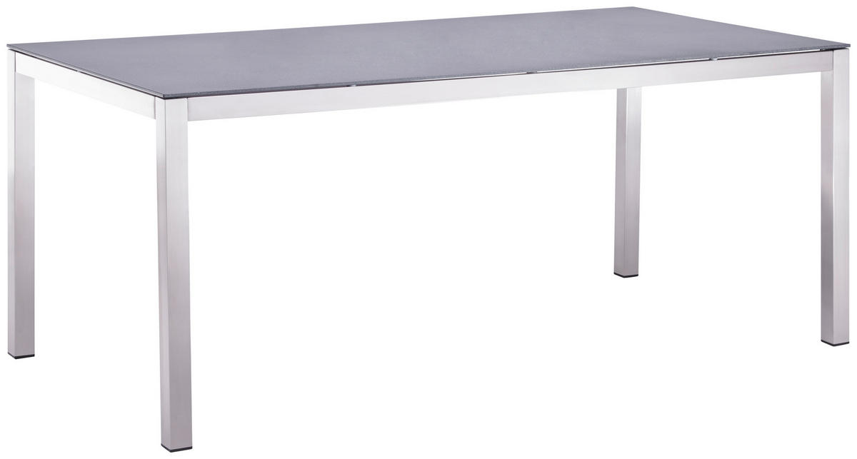 VRTNA MIZA kovina, steklo siva, barve nerjavečega jekla  - barve nerjavečega jekla/siva, Design, kovina/steklo (180/90/75cm) - Amatio