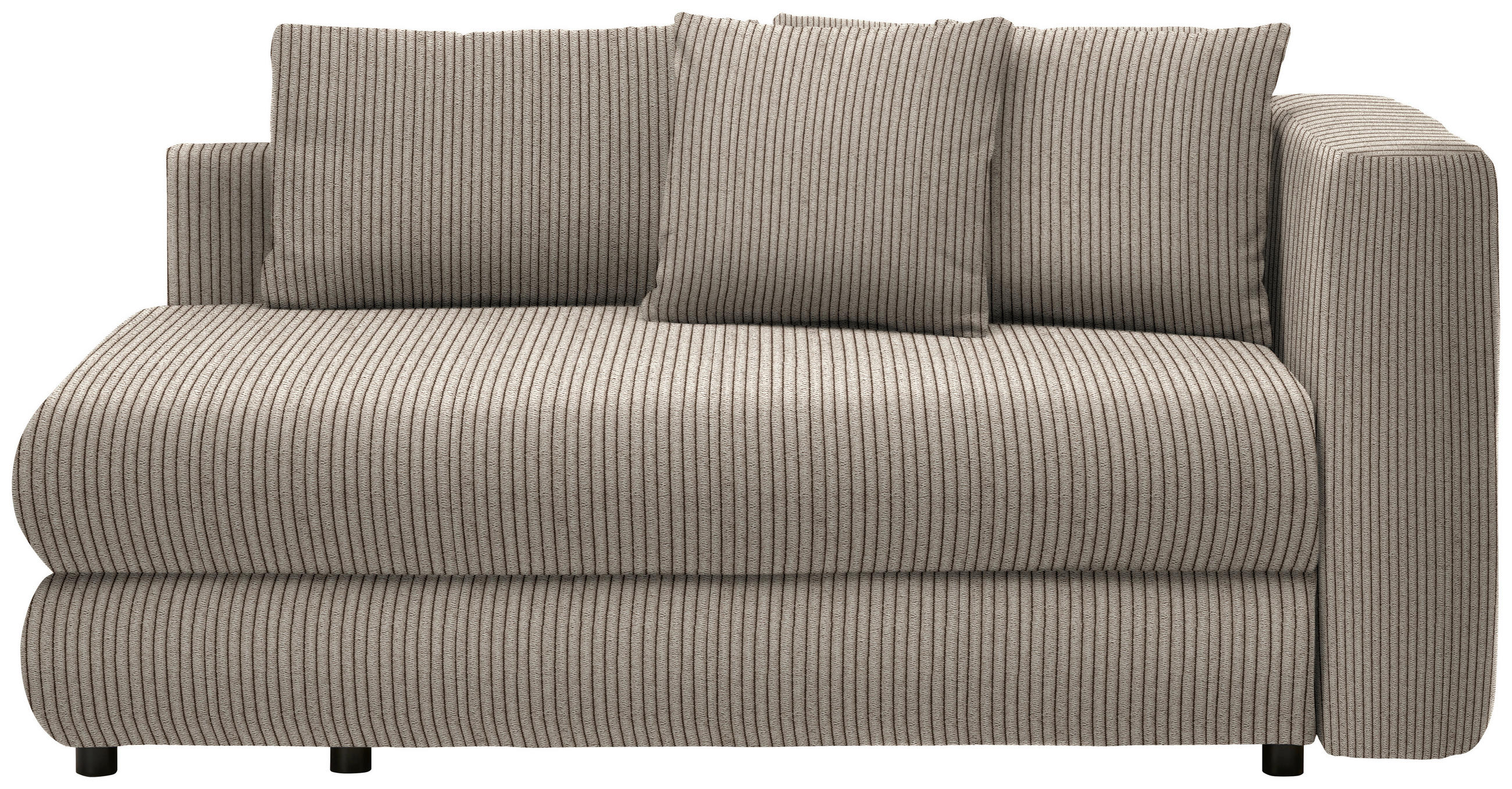 RÉCAMIERE in Cord Taupe - Taupe/Schwarz, Design, Kunststoff/Textil (171/71-88/93cm) - Cantus
