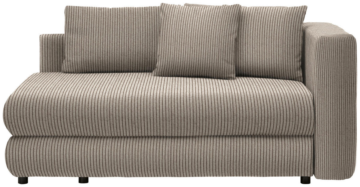 RÉCAMIERE in Cord Taupe  - Taupe/Schwarz, Design, Kunststoff/Textil (171/71-88/93cm) - Cantus