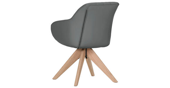 ARMLEHNSTUHL  Typenauswahl, Sitzfläche 360° drehbar, automatische Rückholfunktion  Echtleder  - Naturfarben/Grau, Design, Leder/Holz (60/83/65cm) - Landscape