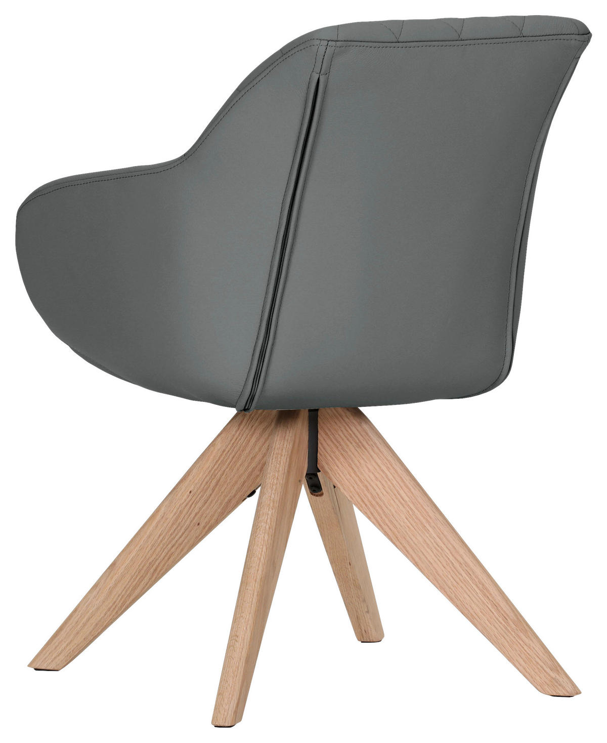 ARMLEHNSTUHL  Typenauswahl, Sitzfläche 360° drehbar, automatische Rückholfunktion  Echtleder  - Naturfarben/Grau, Design, Leder/Holz (60/83/65cm) - Landscape