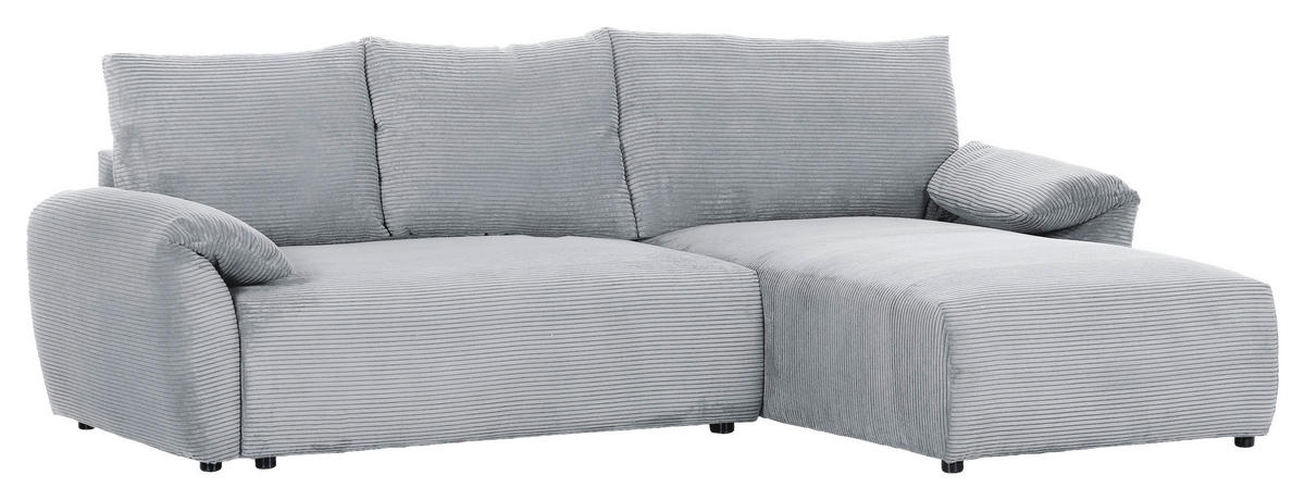 ECKSOFA Hellgrau Cord  - Hellgrau/Schwarz, KONVENTIONELL, Kunststoff/Textil (266/180cm) - Carryhome