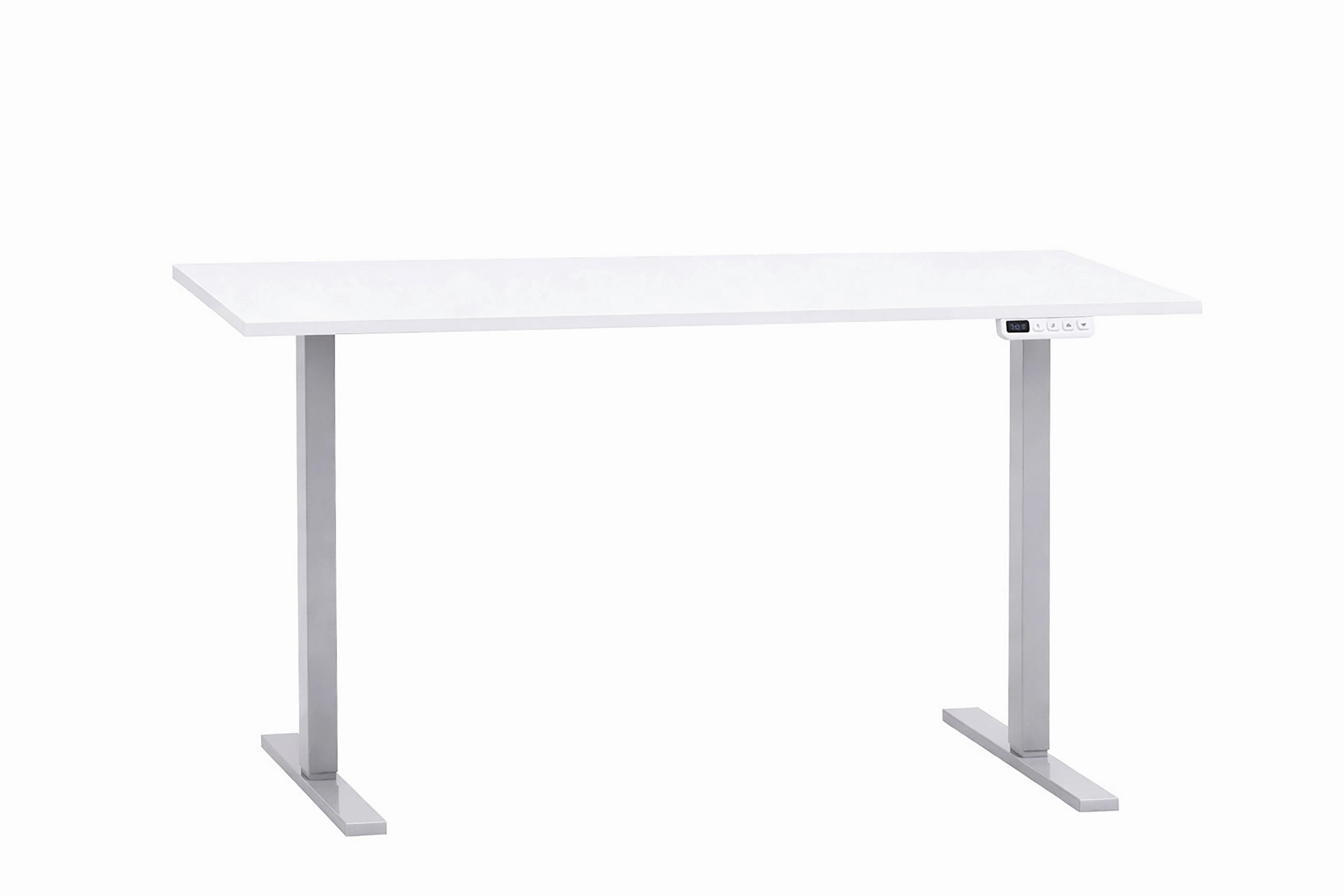SCHREIBTISCH 138/60/72,7-117,2 cm Weiß elektrisch höhenverstellbar  - Alufarben/Weiß, MODERN, Holzwerkstoff/Metall (138/60/72,7-117,2cm) - MID.YOU