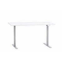 SCHREIBTISCH 138/60/72,7-117,2 cm Weiß elektrisch höhenverstellbar  - Alufarben/Weiß, MODERN, Holzwerkstoff/Metall (138/60/72,7-117,2cm) - MID.YOU