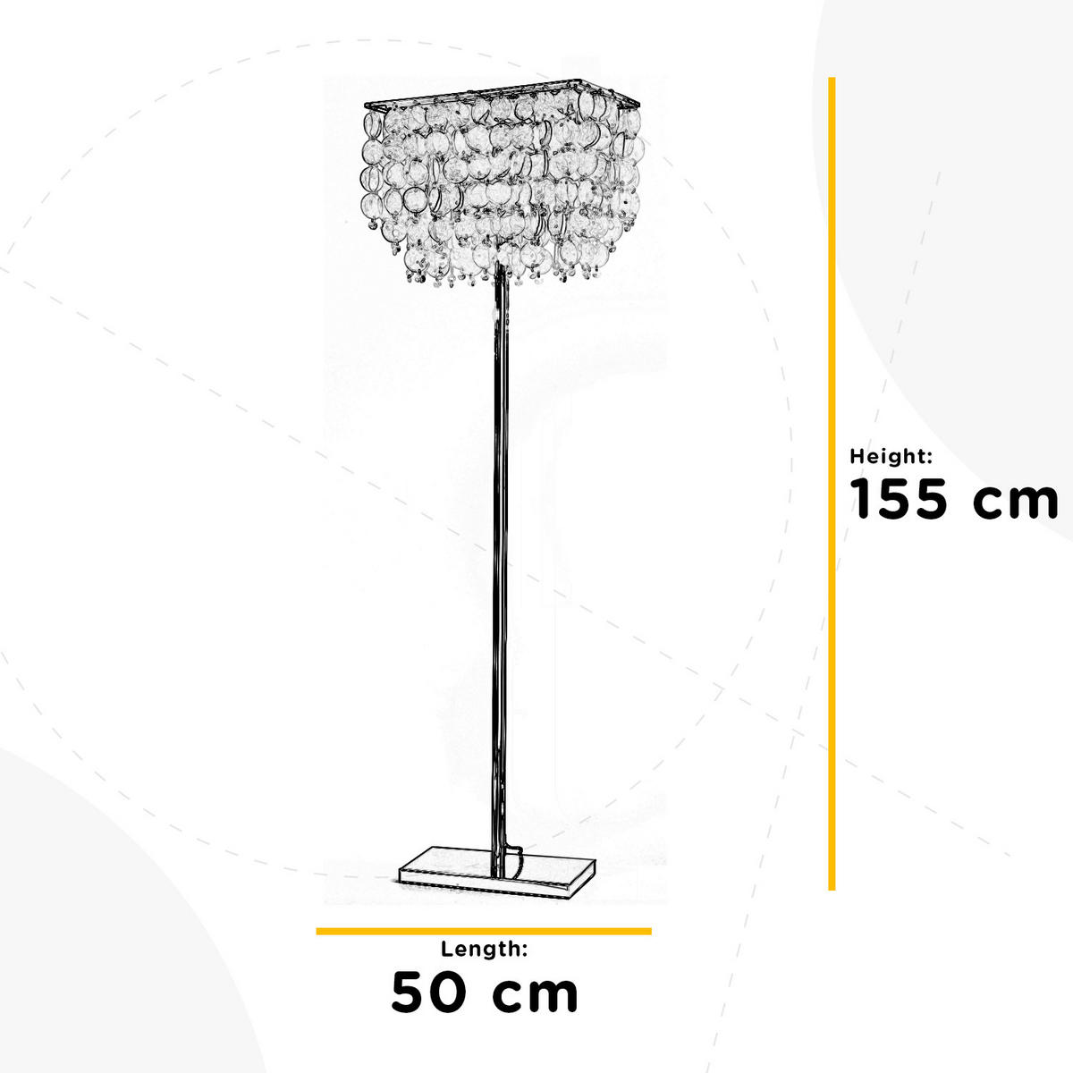 STEHLEUCHTE 30/50/155 cm    - Chromfarben/Hellgrau, Basics, Naturmaterialien/Kunststoff (30/50/155cm)