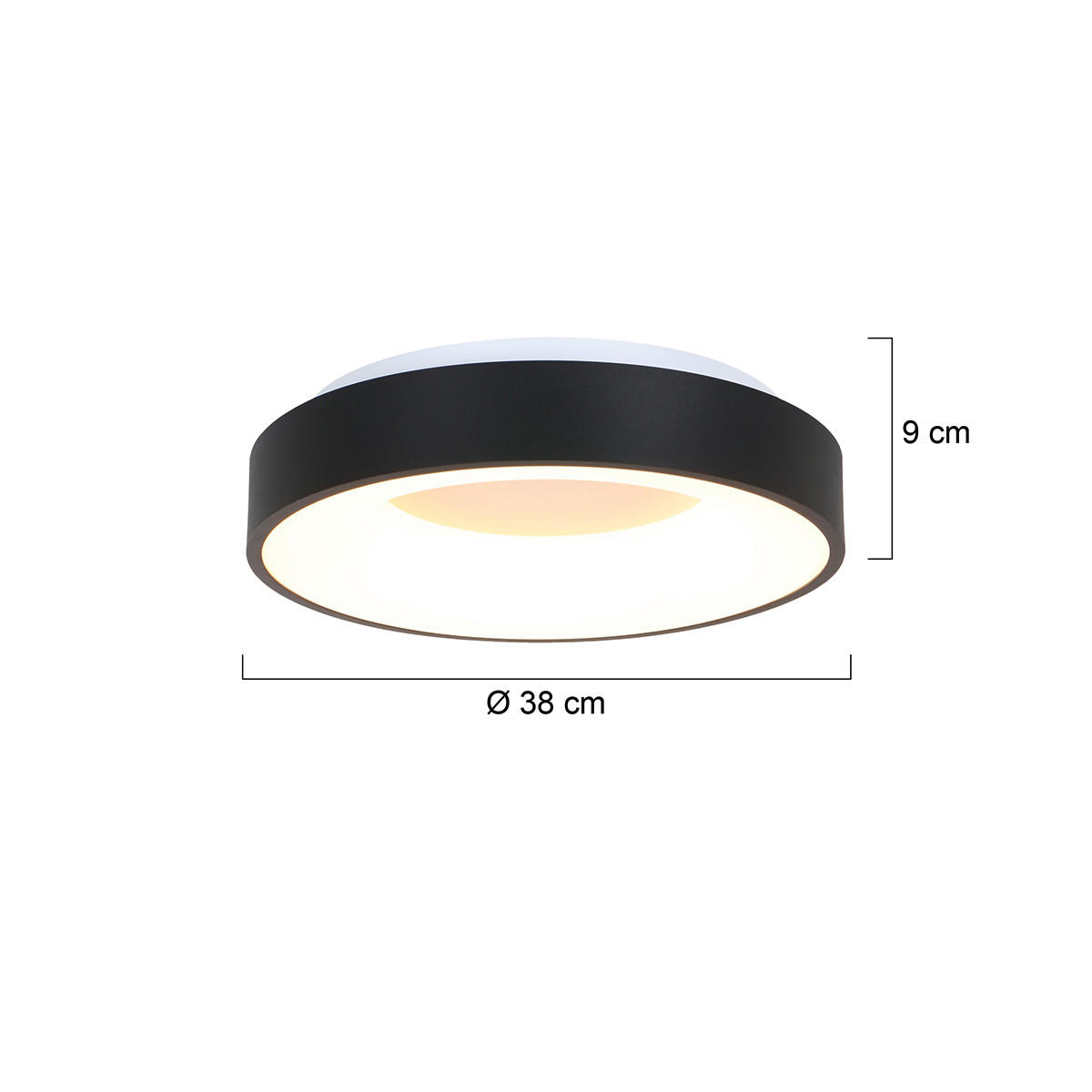 LED-DECKENLEUCHTE 38/9 cm   - Schwarz, Basics, Kunststoff/Metall (38/9cm)